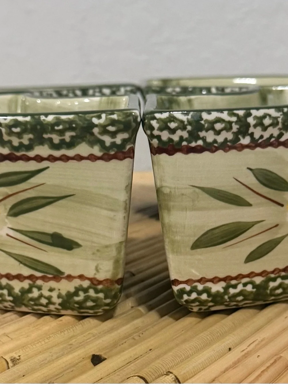 Temptations By Tara Old World Green 4-Piece Ceramic Sectional Serving Dish Set